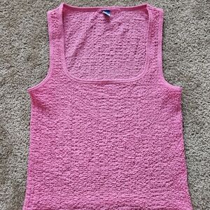 Old Navy Pink Smocked Sleeveless Tank Top